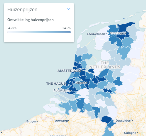 Huizen prijs ontwikkeling in Nederland